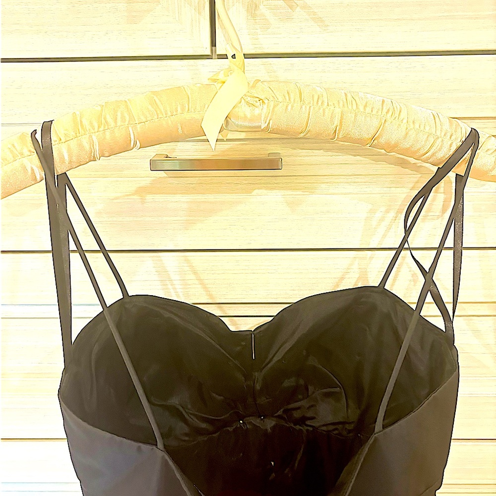 PROM Bubble Skirt Black & Gold Sweetheart Satin-Bow Cocktail Dress - Picture 8 of 13